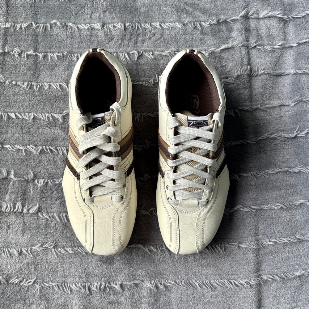 Skechers Men's Cream and Brown Sneakers